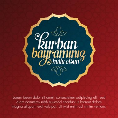 Fedakârlık ziyafeti (bayram al-Adha mübarek) (Türkçe: Kurban Bayramınız kutlu olsun) Müslüman toplumun kutsal günleri. Billboard, poster, sosyal medya, tebrik kartı şablonu.