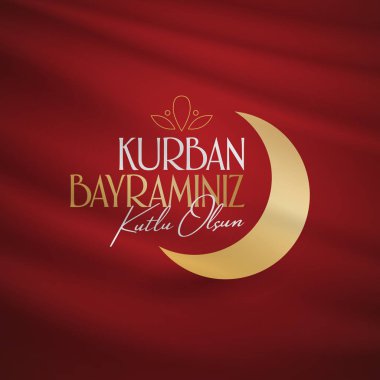 Fedakârlık ziyafeti (bayram al-Adha mübarek) (Türkçe: Kurban Bayramınız kutlu olsun) Müslüman toplumun kutsal günleri. Billboard, poster, sosyal medya, tebrik kartı şablonu.