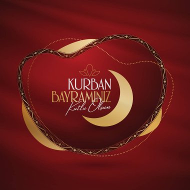 Fedakârlık ziyafeti (bayram al-Adha mübarek) (Türkçe: Kurban Bayramınız kutlu olsun) Müslüman toplumun kutsal günleri. Billboard, poster, sosyal medya, tebrik kartı şablonu.