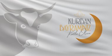 Fedakârlık ziyafeti (bayram al-Adha mübarek) (Türkçe: Kurban Bayramınız kutlu olsun) Müslüman toplumun kutsal günleri. Billboard, poster, sosyal medya, tebrik kartı şablonu.