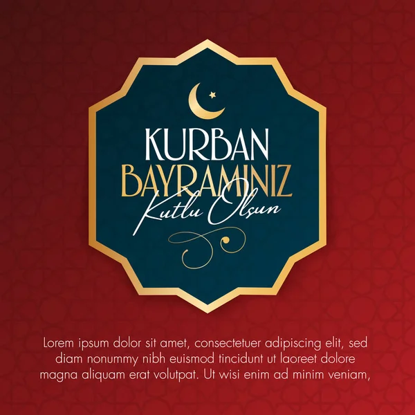 Fedakârlık ziyafeti (bayram al-Adha mübarek) (Türkçe: Kurban Bayramınız kutlu olsun) Müslüman toplumun kutsal günleri. Billboard, poster, sosyal medya, tebrik kartı şablonu.