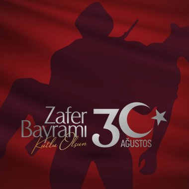 30 Ağustos Zafer Bayrami Zafer Günü Türkiye. Tercümesi: 30 Ağustos 'ta Türkiye' de zafer ve Ulusal Gün kutlandı. (Türkçe: 30 Agustos Zafer Bayrami Kutlu Olsun) Tebrik kartı şablonu.