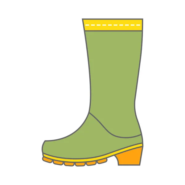 Rubber boots. Work clothes for construction, garden and rest. Flat icon or object on white background. Illustration