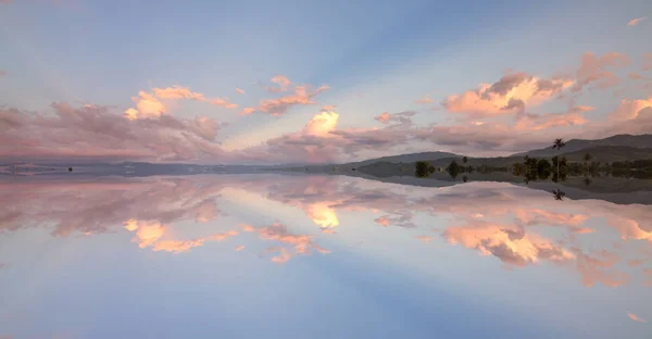 Hermoso Reflejo Nubes Lugar Rural Kota Marudu Sabah Este Malasia — Foto de Stock