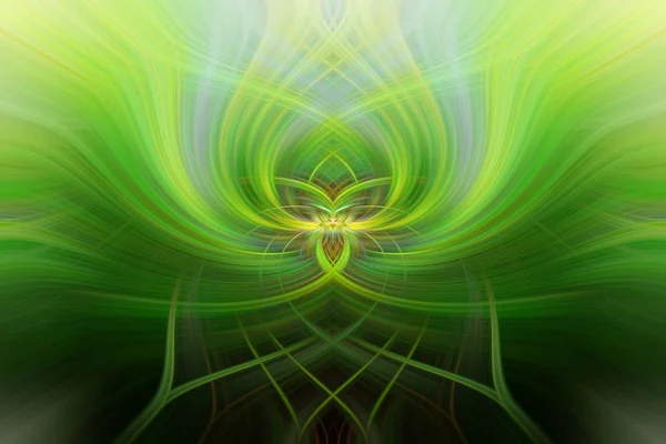 背景のための緑の対称的な抽象的な旋回効果 — ストック写真