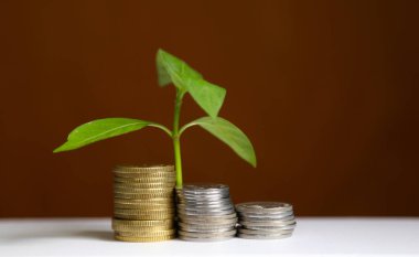 Madeni para yığını - finans ve tasarruf kavramı