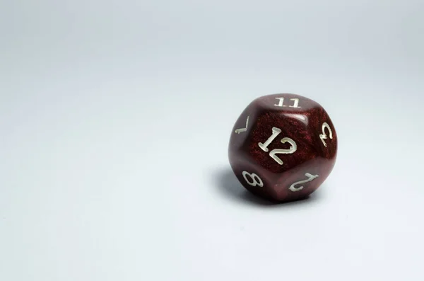 Red Twelve Sided Dice Isolated White Background Dice Role Playing — Stock Photo, Image