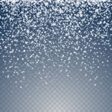 Vektör beyaz glitter kar yağışı etkisi kızdırma parlak parçacıklar şeffaf arka plan üzerinde