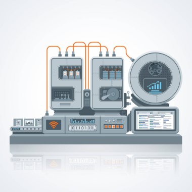 Web sitesi Seo vektör makine çizim, en iyi duruma getirme işlemi ile düz stil tasarım mühendislik