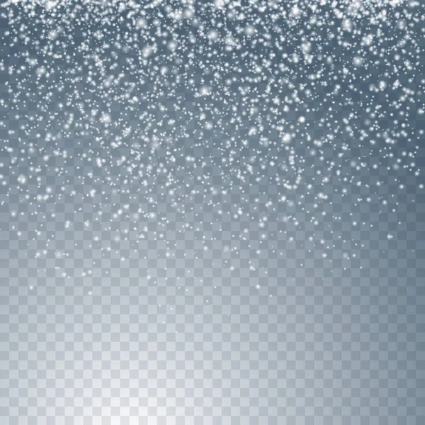 Vector White Silver Glitter Snowfall Effect Glow Sparkling Particles Transparent — Stock Vector