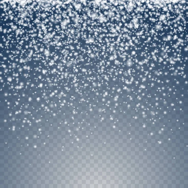 Vector White Glitter Snowfall Effect Glow Sparkling Particles Transparent Background — Stock Vector
