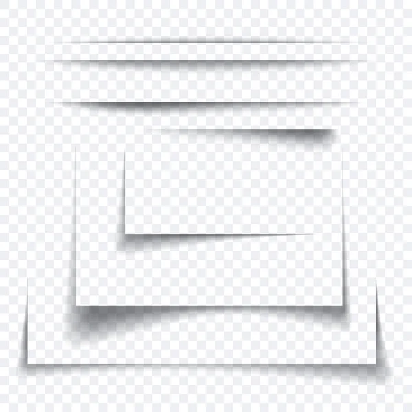 Sada Realistické Papíru List Efekt Stínu Transparentní Grafický Prvek — Stockový vektor