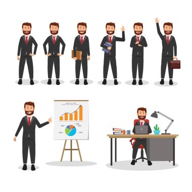 İş adamı office çalışan erkek karakter tasarım