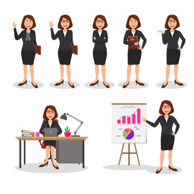 İş kadını office çalışan kadın karakter tasarım