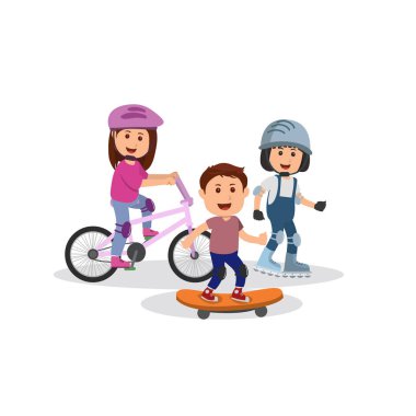 Çocuklar spor çizgi film vektör kümesi