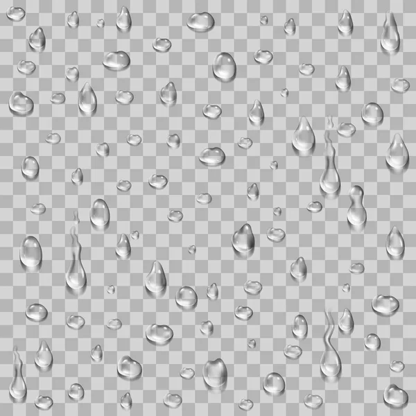 Gotas Agua Ilustración Vectorial Realista Sobre Fondo Transparente — Vector de stock