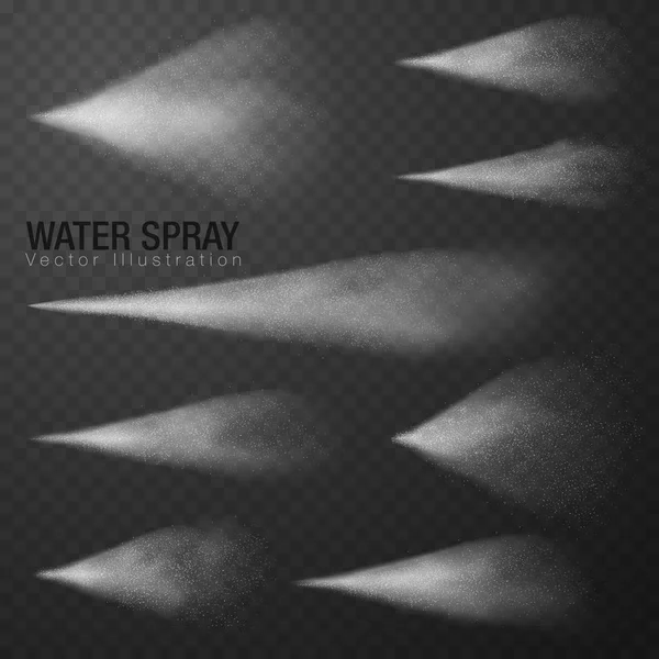 Luchtige Water Spray Nevel Effect Witte Rook Stof Vectorillustratie Donkere — Stockvector