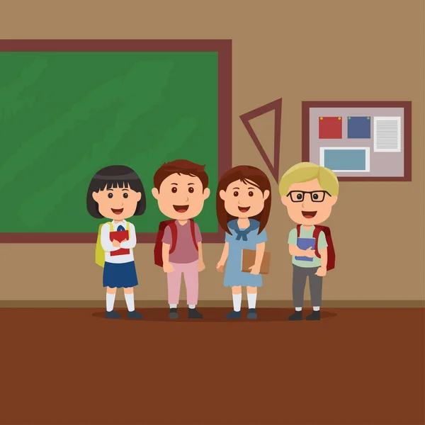 Enfants Dans Salle Classe Dessin Animé — Image vectorielle