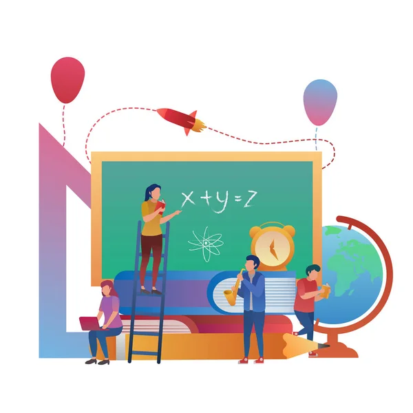 Conceito Aprendizagem Estudantil Juntos Educação Ilustração Flat Design — Vetor de Stock