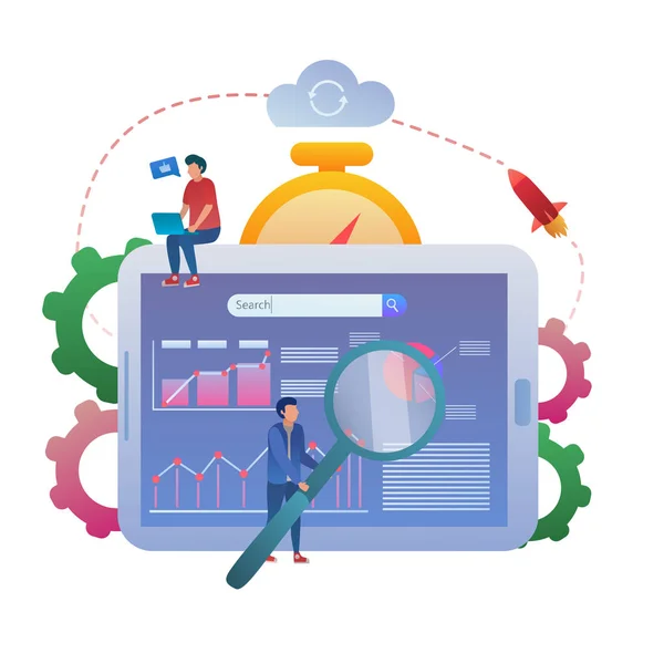 Ilustración Vectores Tráfico Seo Optimización Motores Búsqueda Tráfico Visitantes Ilustración — Vector de stock