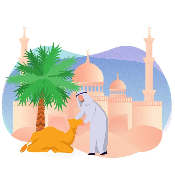 Мусульманських Святковий Адха Благословення Святкування Жертву Традиції Векторні Ілюстрації — стоковий вектор