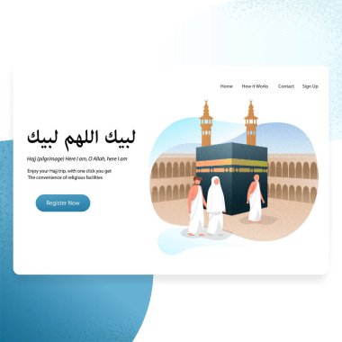 Anlam Müslüman hac Mekke açılış sayfası illüstrasyon için