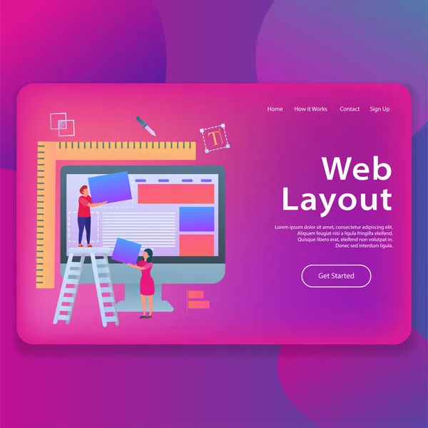 Web Layout Landing Page Template Illustration Vector — Stock Vector