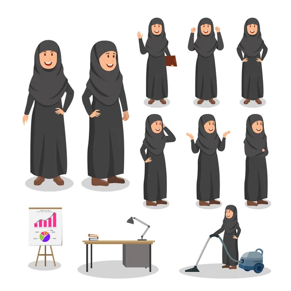 アラビアの女性キャラクターの漫画イラスト — ストックベクタ