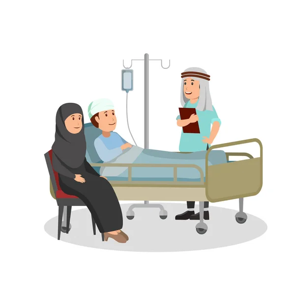 Medische Checkup Patiënt Door Arabische Arts Platte Vectorillustratie Cartoon — Stockvector