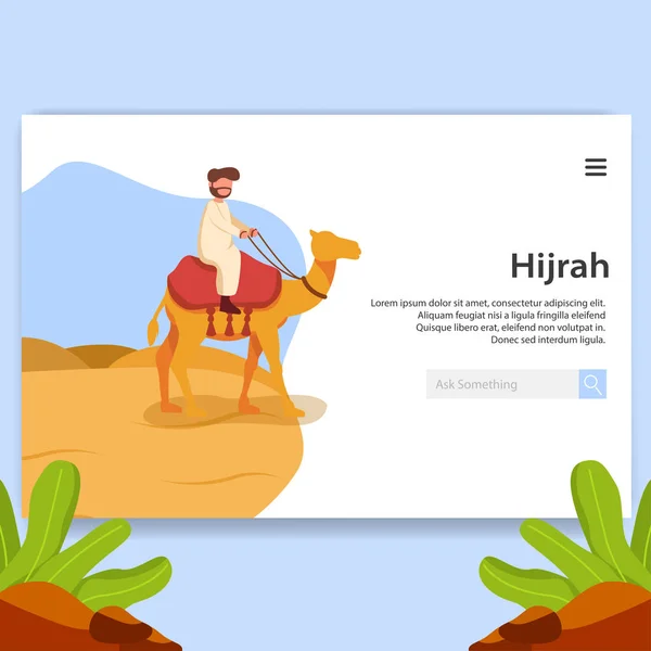 Landing Page Ilustração Hijrah Design Ano Novo Islâmico —  Vetores de Stock