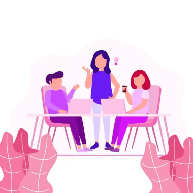 İşbirliği çalışma illüstrasyon yaratıcı gençlerin etkinliğini fikir paylaşımı