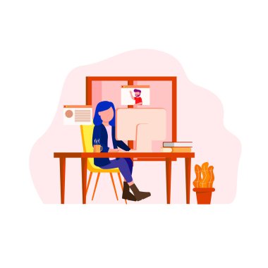 Uzak çalışan, Freelancer iş illüstrasyon, tasarımcı işgal düz vektör çizim
