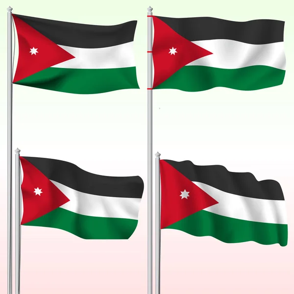 Jordanië Textiel Zwaaien Vlag Geïsoleerd Vectorillustratie — Stockvector