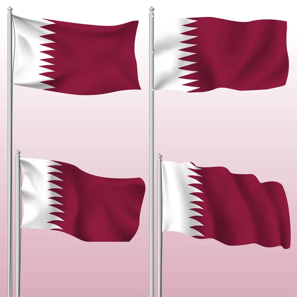 Conjunto Qatar Textil Ondeando Bandera Vector Aislado Ilustración — Vector de stock