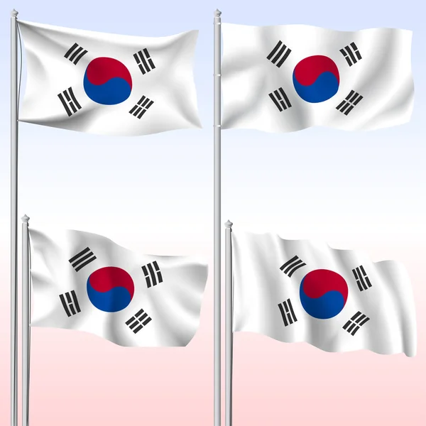 Corea Del Sur Textil Ondeando Bandera Vector Aislado Ilustración — Vector de stock