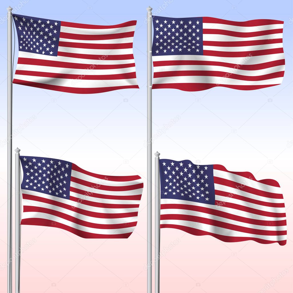 United States of America textile waving flag isolated vector illustration