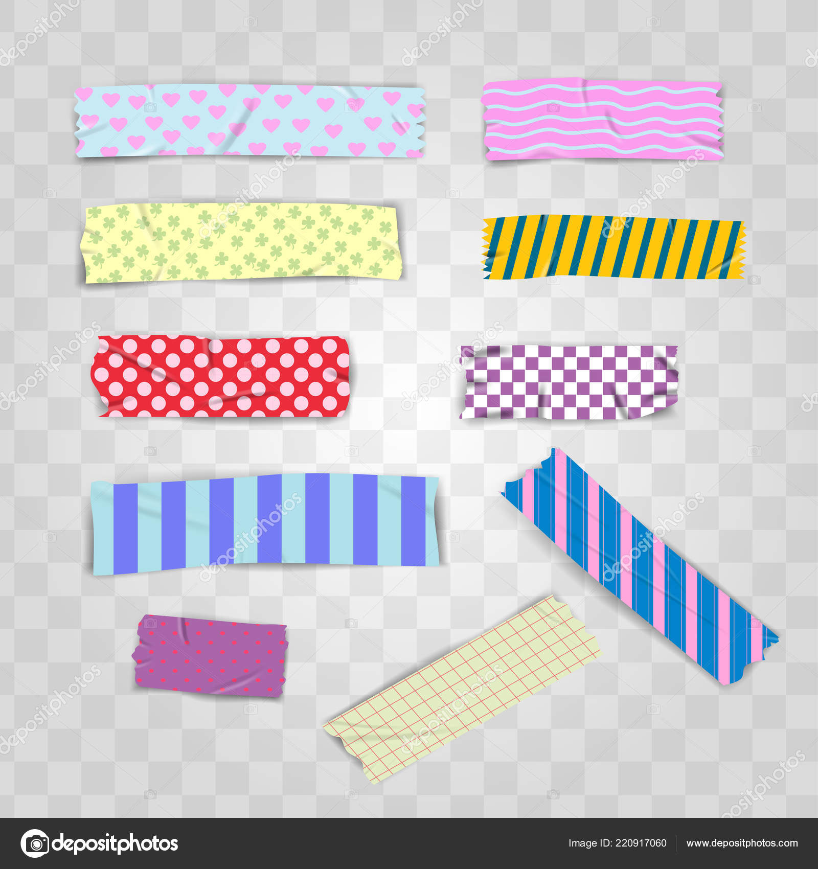 Cute Washi Tape Set Watercolor Style Stock Vector (Royalty Free