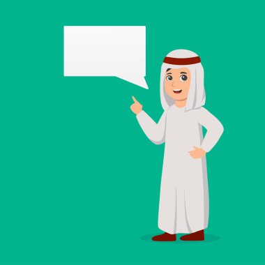 Arap çocuk sohbet kabarcık vektör karikatür çizim ile