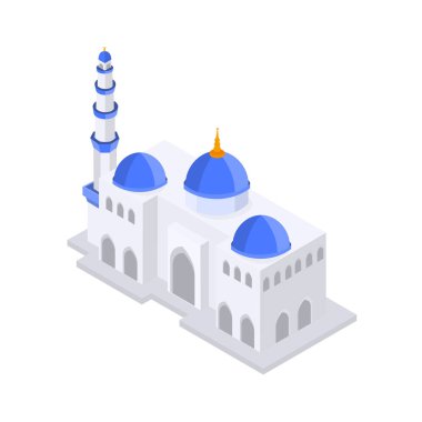Mavi kubbe Camii izometrik vektör çizim