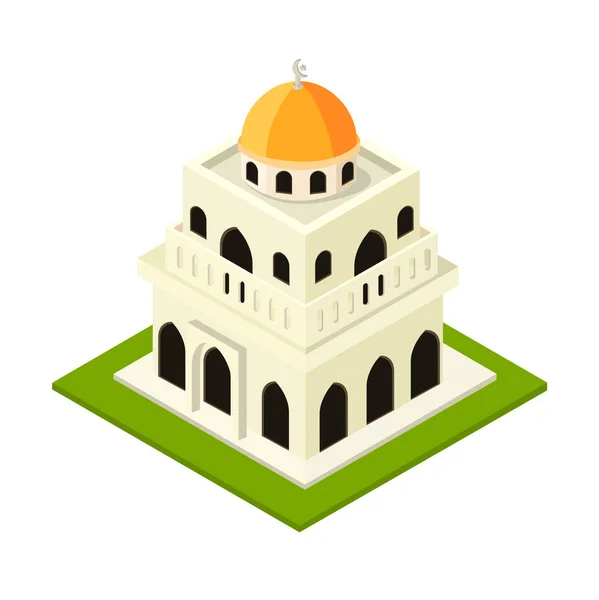 Moschee Gebäude Mit Goldener Kuppel Vektor Isometrische Flache Illustration — Stockvektor