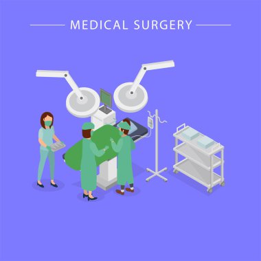 Medikal cerrahi illüstrasyon izometrik vektör çizim