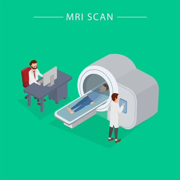 Undersökning Magnetisk Resonanstomografi För Incheckat Läkarvård Isometrisk Vektorillustration — Stock vektor