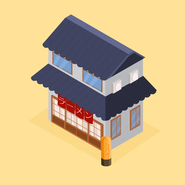 Cocina Tradicional Japonesa Ramen Restaurant Vector Ilustración Isométrica — Vector de stock