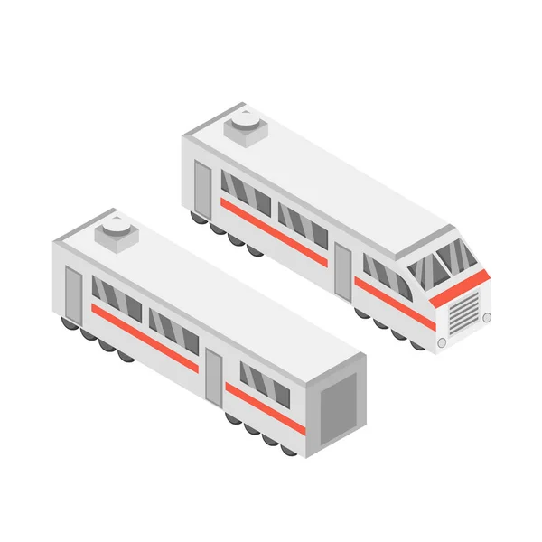 Trein Locomotief Wagon Vector Isometrische Illustratie — Stockvector
