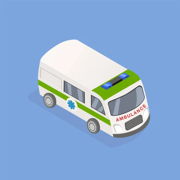 Mini Buss Ambulans Akut Bil Isometrisk Vektorillustration — Stock vektor