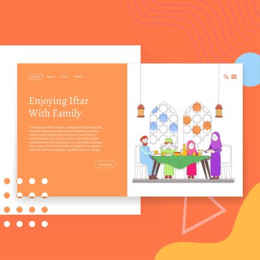 Modern açılış sayfa stili Iftar anlamı yemekten sonra Ramazan oruç Web şablonu tasarlamak