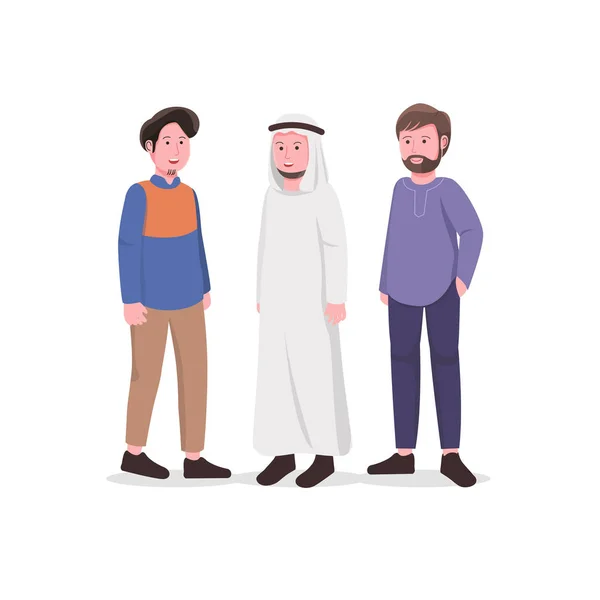 若いイスラム教徒の男性キャラ ベクトル漫画イラスト — ストックベクタ