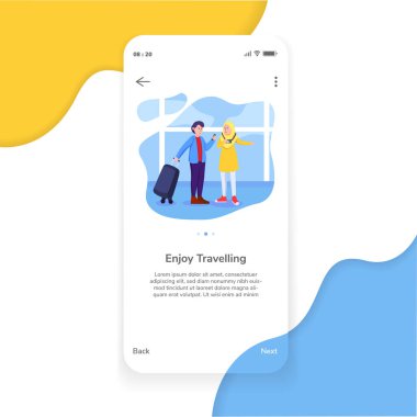 App hareket eden açılış sayfası UI tasarım kiti gemide seyahat