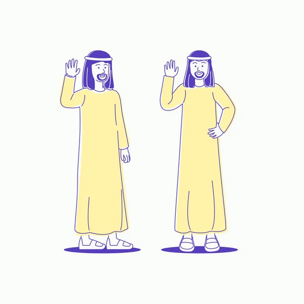 Diseño Personajes Hombre Adulto Árabe Dibujo Mano Vector Ilustración Dibujos — Vector de stock