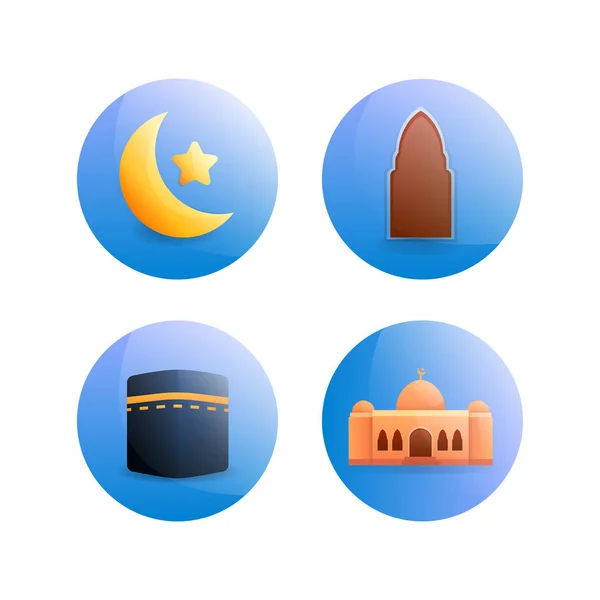 Afgeronde Islamitische Pictogram Voor Ramadan Kareem Eid Mubarak Illustratie Vector — Stockvector